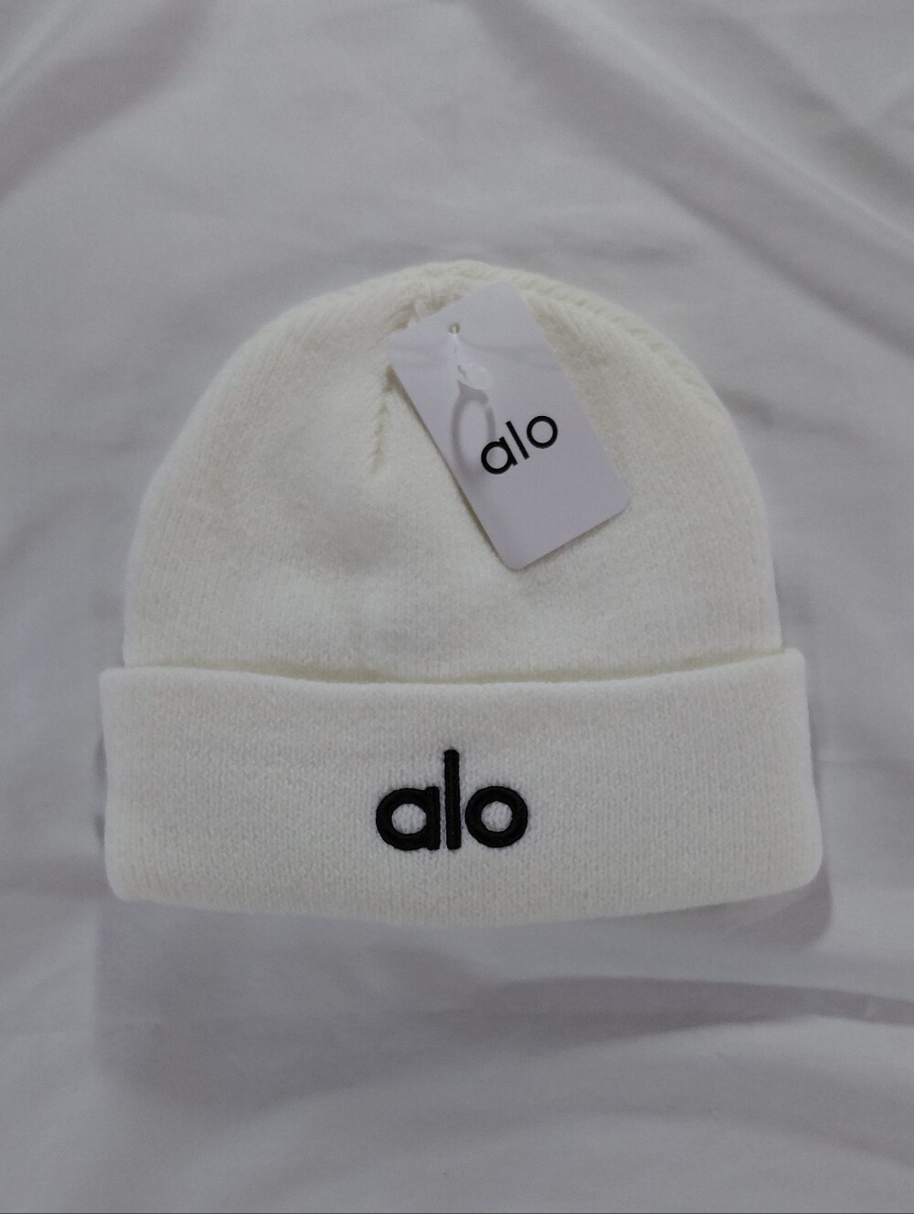 Alo White Logo Beanie